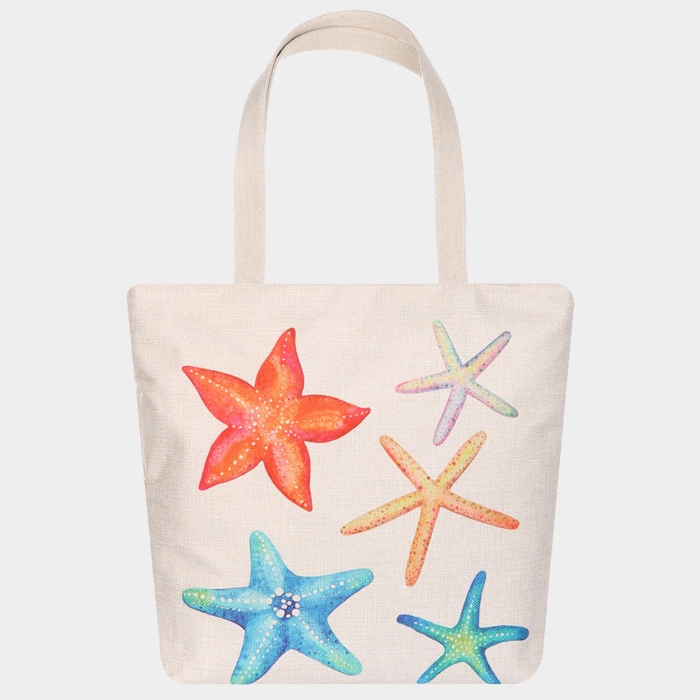 Shopping - Beach Tote 15" x 17.5" Starfish Canvas Tote Bag